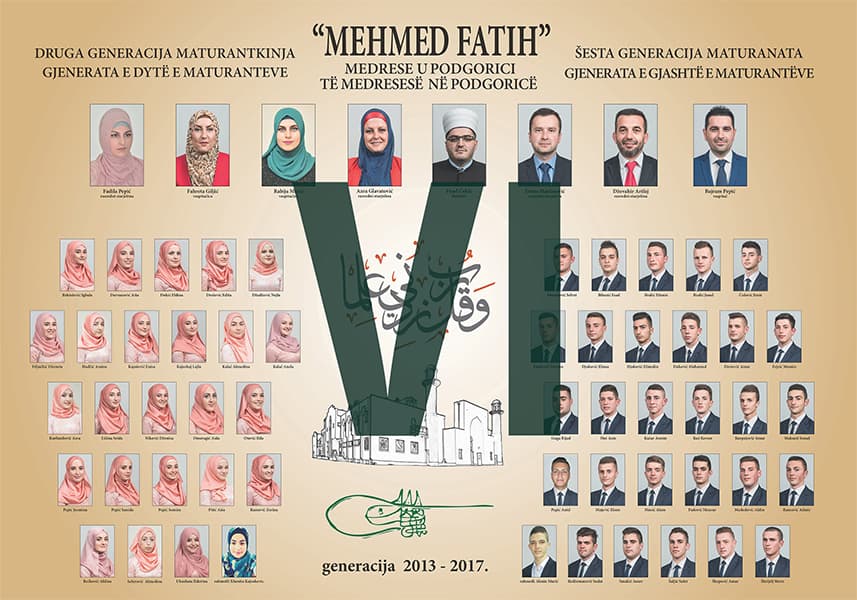 Tablo VI. generacije maturanata i maturantica Medrese „Mehmed Fatih“, 2013–2017.