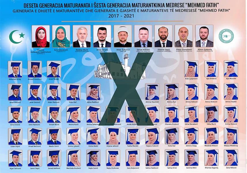 Tablo X. generacije maturanata i maturantica Medrese „Mehmed Fatih“, 2017–2021.