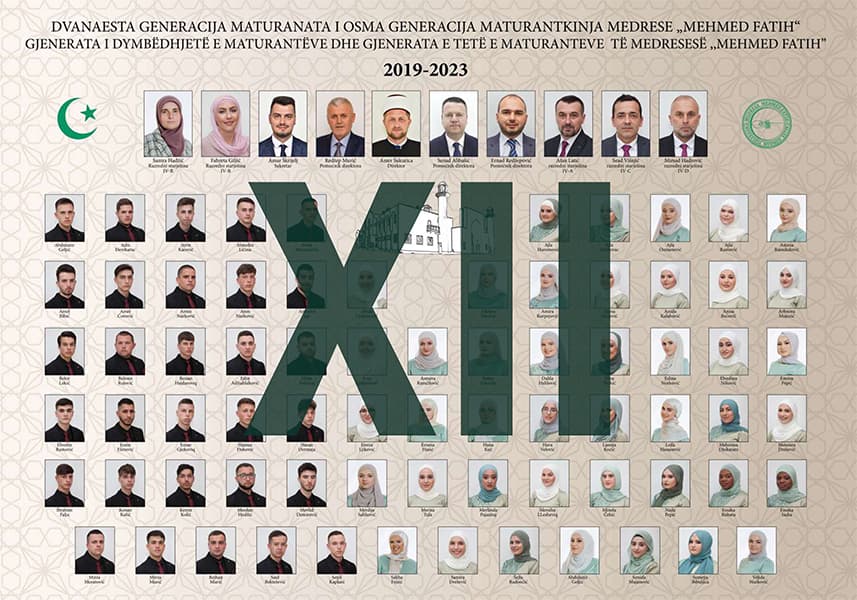 Tablo XII. generacije maturanata i maturantica Medrese „Mehmed Fatih“, 2019–2023.